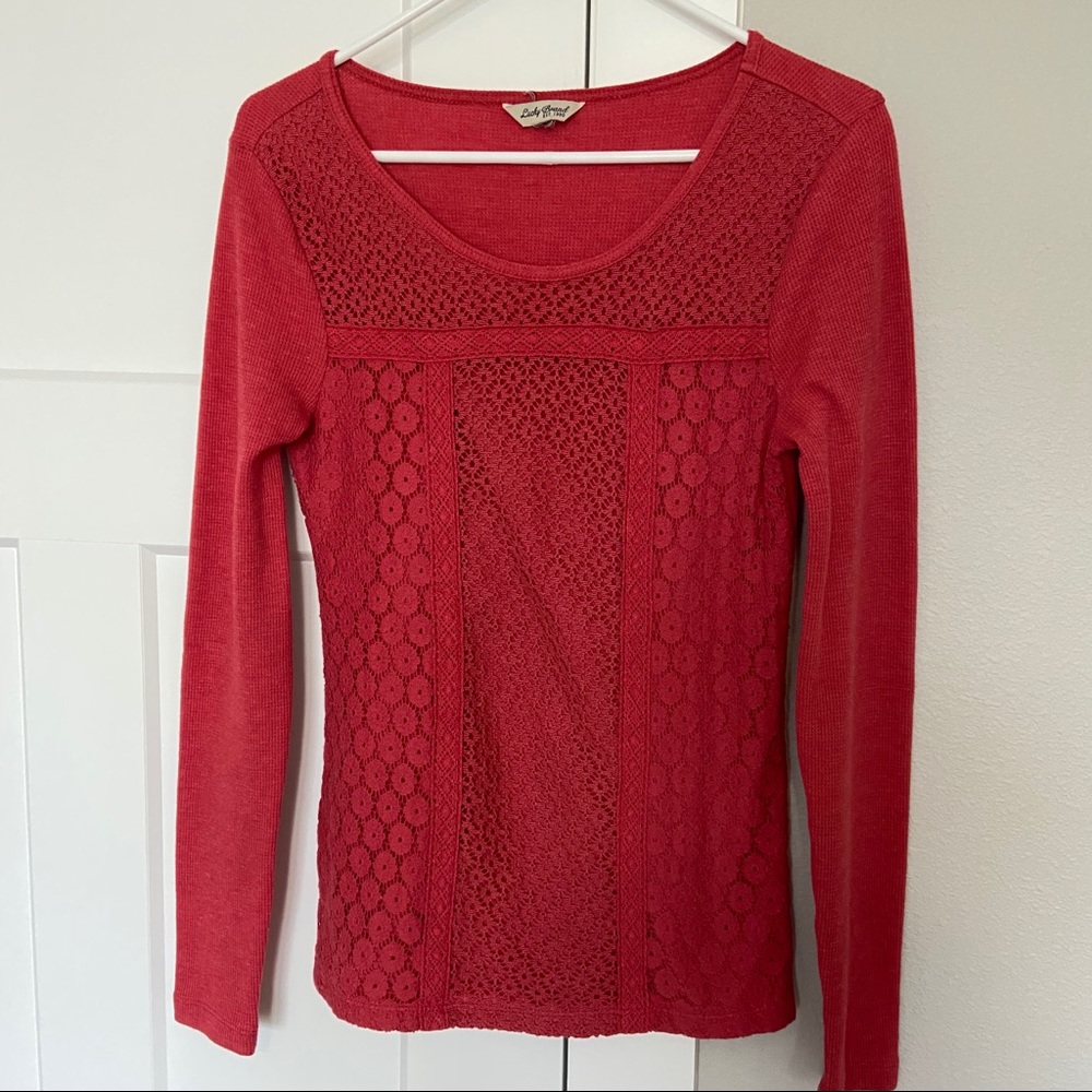 Lucky Brand coral long sleeve tee